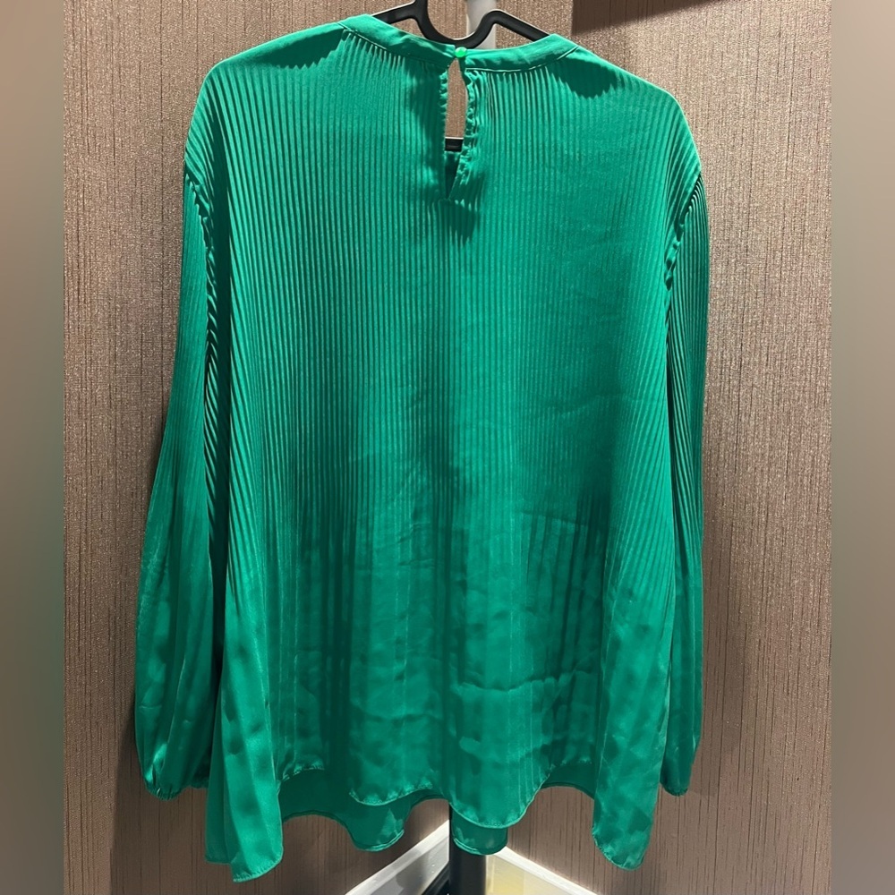 Adrianna Papell Teal Pleated Blouse - Picture 2 of 3